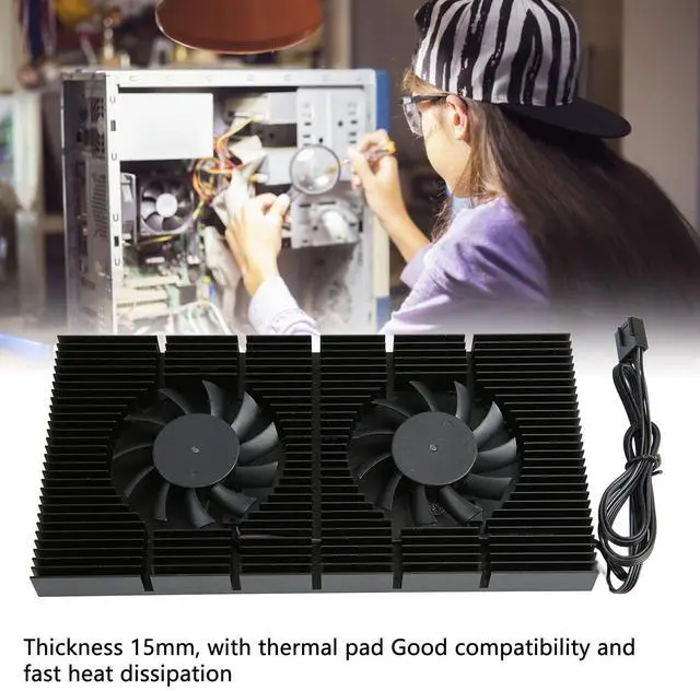 Alt view image 2 of 5 - GPU Backplate Radiator, Aluminum Alloy Graphics Card Backplane Heatsink 4 Pin Backplane Memory Cooler for RTX3090 3080 3070