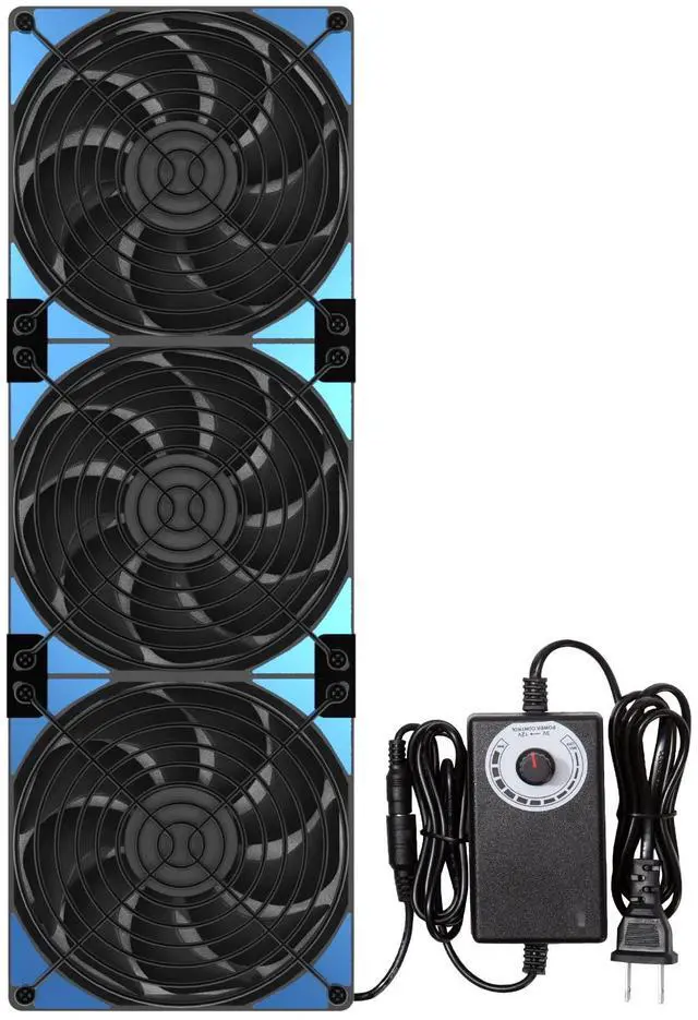 Main image of 120mmx3 360mm Adjustable Computer PC Vent Fans 3-12V Speed Controller for Chicken Coop Rack Space Window Wall Cabinet Server Mining Rig Exhaust Cooling
