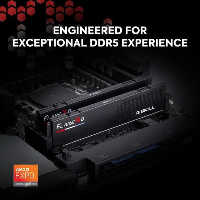 Alt view image 2 of 5 - G.SKILL Flare X5 Series (AMD Expo) DDR5 RAM 32GB (2x16GB) 6000MT/s CL32-38-38-96 1.35V Desktop Computer Memory UDIMM - Matte Black (F5-6000J3238F16GX2-FX5)