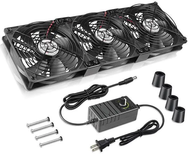 Main image of WDERAIR 3 x 120mm Big Airflow Computer Fan with AC Speed Controller 110V 120V 220V 240V for Server RackCPU CabinetSmall BoxRefrigeratorBasement Window ExhaustDIY Cooling Project