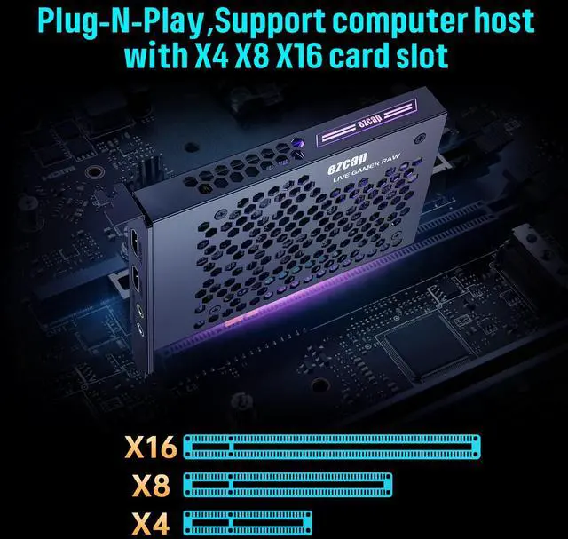 Alt view image 2 of 5 - Game Capture Card, HDMI PCI-E 4K 30fps Record & Live Stream from Gaming Systems, Camcorders, DSLRs,Support Zero Delay HDMI Loop-Out