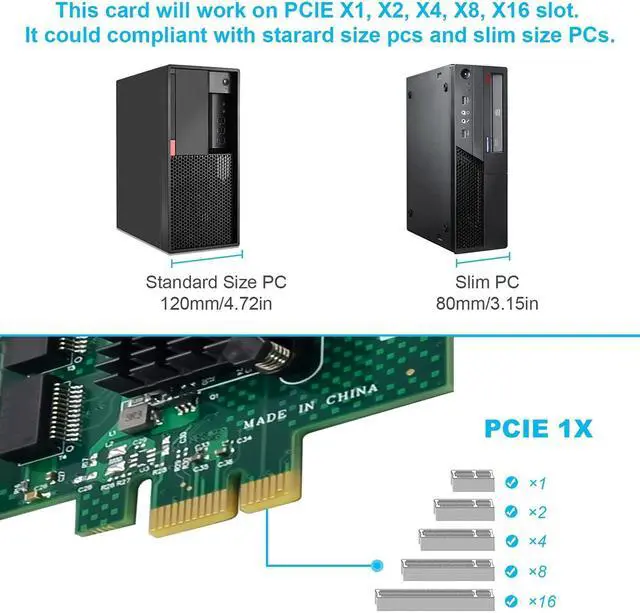 Alt view image 5 of 5 - Dual-Port PCIe Gigabit Ethernet Server Adapter with NetXtreme BCM5720-2P Chipset PCI Express 1000M Network LAN Card for Windows Sever Linux Ubuntu VMware