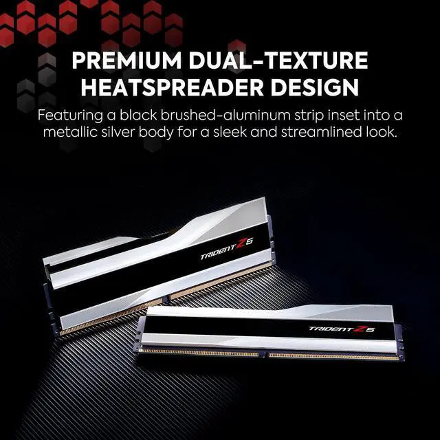 Alt view image 3 of 5 - G.SKILL Trident Z5 Series (Intel XMP 3.0) DDR5 RAM 64GB (2x32GB) 6000MT/s CL32-38-38-96 1.40V Desktop Computer Memory UDIMM - Metallic Silver (F5-6000J3238G32GX2-TZ5S)