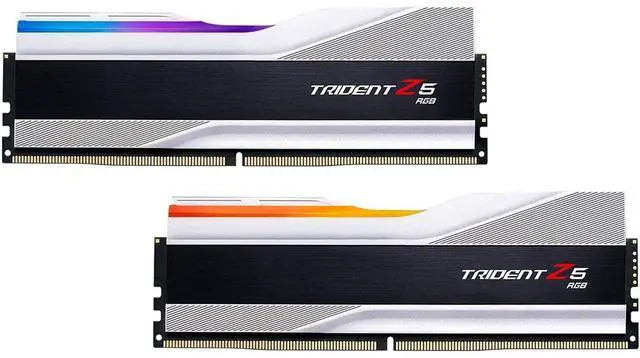 Main image of G.SKILL Trident Z5 RGB Series (Intel XMP 3.0) DDR5 RAM 64GB (2x32GB) 6000MT/s CL32-38-38-96 1.40V Desktop Computer Memory UDIMM - Metallic Silver (F5-6000J3238G32GX2-TZ5RS)
