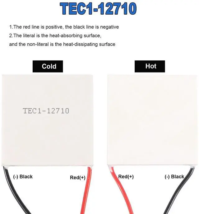Alt view image 3 of 5 - Diitao 8PCS TEC1-12710 Semiconductor Refrigeration Tablets Heatsink Thermoelectric Cooler Cooling Plate Cooler Module 12V 6A Peltier Plate Elemente Module 40x40MM