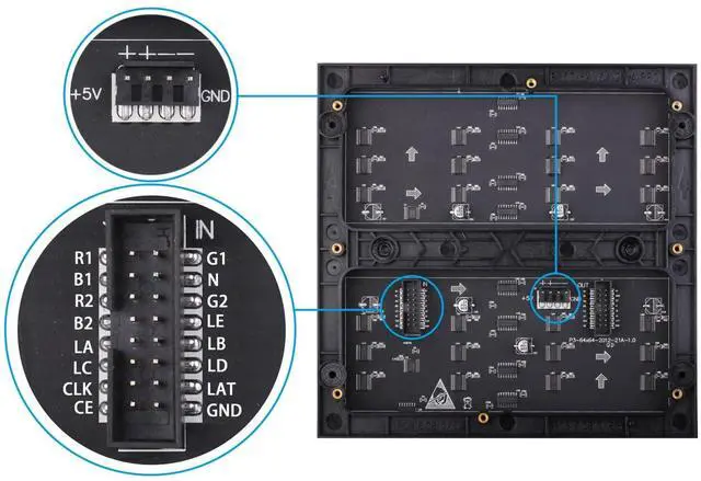 Alt view image 4 of 5 - xicoolee RGB Matrix LED Display Panel 64x64, 3mm Pitch, 4096 RGB LEDs, High Brightness & Resolution, Compatible with Raspberry Pi, ESP32, Arduino