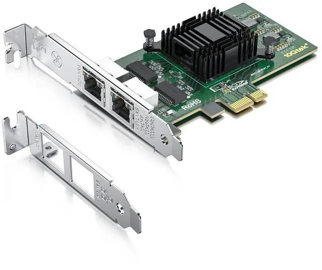 Alt view image 2 of 5 - ipolex Dual-Port PCIe NIC - 1.25G Gigabit Ethernet Server Adapter Network Card, with Intel 82571 Controller, Dual RJ45 Ports, Support Windows/Centos/RHEL/Ubuntu/Debian/Freebsd/VMware