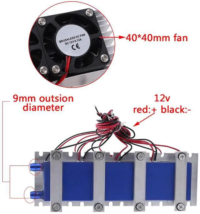 Alt view image 4 of 5 - 12V 4-Chip TEC1-12706 Thermoelectric 240w Peltier Cooler DIY Air Cooling Device Thermoelectric Refrigeration Cooling System Kit