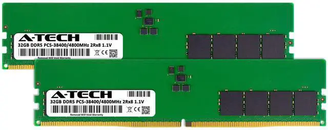 Alt view image 3 of 5 - A-Tech 64GB Kit (2x32GB) DDR5 4800MHz PC5-38400 CL40 UDIMM 2Rx8 Dual Rank 1.1V Non-ECC Unbuffered DIMM 288-Pin Desktop PC/Computer RAM Memory Upgrade Modules