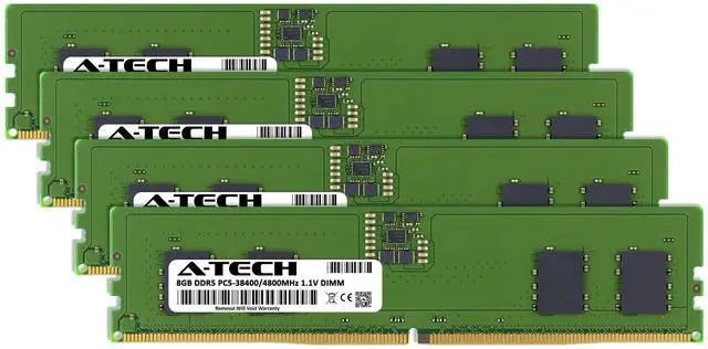 Alt view image 3 of 5 - A-Tech 32GB Kit (4x8GB) DDR5 4800MHz PC5-38400 CL40 UDIMM 1.1V Non-ECC Unbuffered DIMM 288-Pin Desktop PC/Computer RAM Memory Upgrade Modules