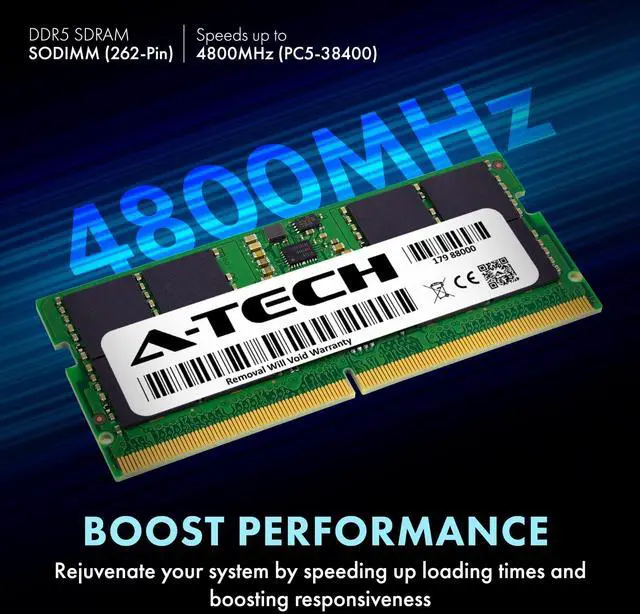 Alt view image 2 of 5 - A-Tech 64GB Kit (2x32GB) DDR5 4800MHz PC5-38400 CL40 SODIMM 2Rx8 Dual Rank 1.1V Non-ECC Unbuffered SO-DIMM 262-Pin Laptop Computer RAM Memory Upgrade Modules
