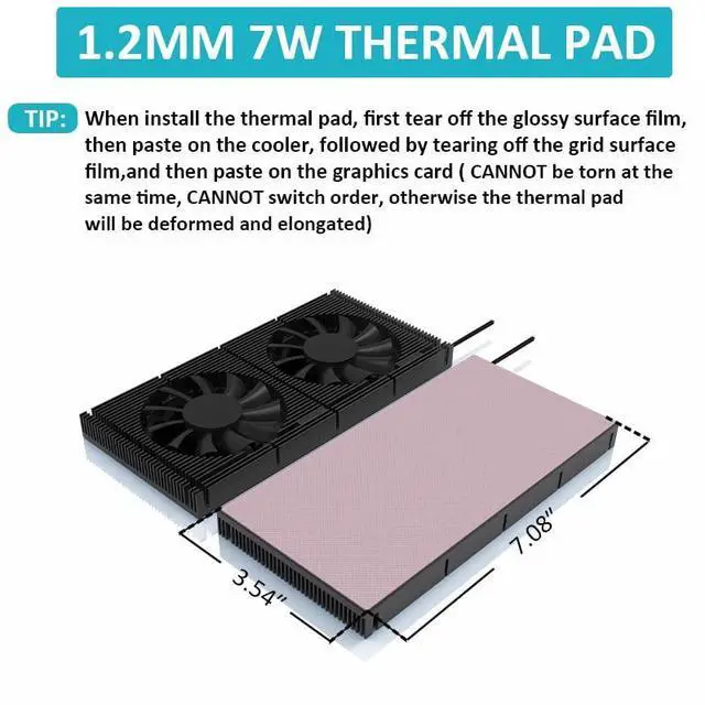 Alt view image 2 of 5 - GPU Backplate Memory Radiator Aluminum Heatsink Cooler with Dual 70mm 4Pin PWM Cooling Fan and 1.2mm 7W Thermal Pad for Graphics Card RTX 3090
