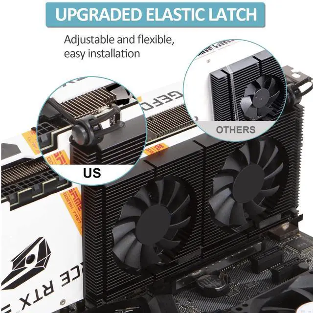 Alt view image 5 of 5 - GPU Backplate Memory Radiator Aluminum Heatsink Cooler with Dual 70mm 4Pin PWM Cooling Fan and 1.2mm 7W Thermal Pad for Graphics Card RTX 3090