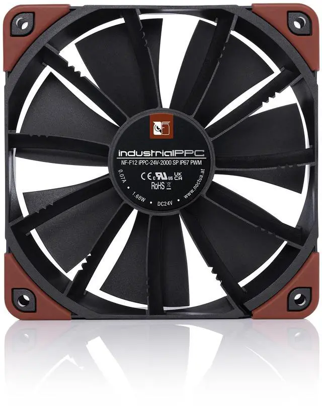 Alt view image 4 of 5 - Noctua NF-F12 iPPC-24V-2000 SP IP67 PWM, Heavy Duty Cooling Fan, 4-Pin, 2000 RPM, 24V Version (120mm, Black)