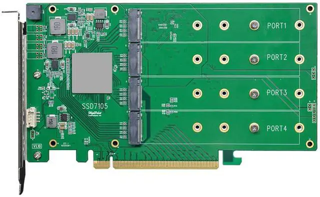 Alt view image 4 of 5 - HighPoint 4-Port M.2 SSD7105 PCIe Gen3 Bootable NVMe RAID Controller for Windows & Linux Systems.