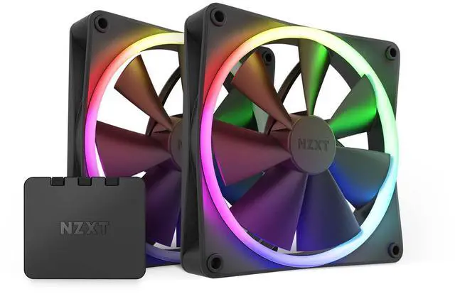 Main image of F140RGB - 140mm RGB Fans - Twin + RGB Lighting Controller - Black