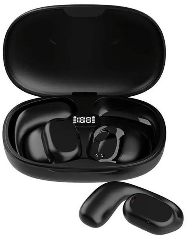 Alt view image 2 of 5 - Open Ear Headphones Wireless Bluetooth Air Bone Conduction Headphones Head Set with Mic Bone Conduction Earbuds Headset Bone Conducting Earphones Ear Buds Workout Over the Ear Earbuds with Earhooks