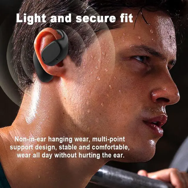 Alt view image 3 of 5 - Open Ear Headphones Wireless Bluetooth Air Bone Conduction Headphones Head Set with Mic Bone Conduction Earbuds Headset Bone Conducting Earphones Ear Buds Workout Over the Ear Earbuds with Earhooks