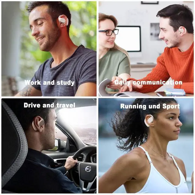 Alt view image 5 of 5 - Open Ear Headphones Wireless Bluetooth Air Bone Conduction Headphones Head Set with Mic Bone Conduction Earbuds Headset Bone Conducting Earphones Ear Buds Workout Over the Ear Earbuds with Earhooks