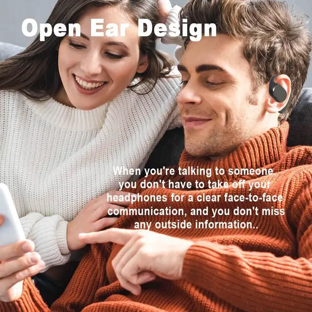 Alt view image 4 of 5 - Open Ear Headphones Wireless Bluetooth Air Bone Conduction Headphones Head Set with Mic Bone Conduction Earbuds Headset Bone Conducting Earphones Ear Buds Workout Over the Ear Earbuds with Earhooks