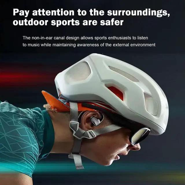 Alt view image 3 of 5 - Open Ear Headphones Wireless Bluetooth Air Bone Conduction Headphones Head Set with Mic Bone Conduction Earbuds Headset Bone Conducting Earphones Workout Over the Ear Running Earbuds with Earhooks