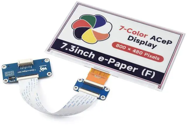 Main image of Waveshare 7.3inch ACeP 7-Color E-Paper E-Ink Display Module, Compatible with Raspberry Pi 4B/3B+/3A+ /3B /2B/1B+/1A+/Zero 2 W/Zero W/Zero, 800×480 Pixels, SPI Communication