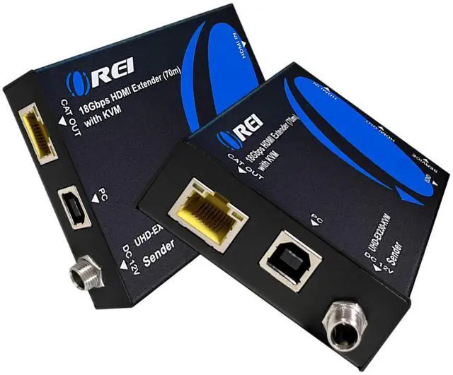 Main image of OREI 4K HDMI Extender Over Ethernet With KVM - 4K@60Hz Up To 230 Feet Over CAT 6/7 - USB 1.1 Keyboard And Mouse Support, Loop Out, Power Over Cable