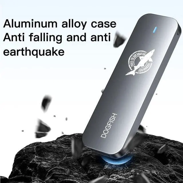 Alt view image 2 of 5 - Dogfish Portable External SSD 256GB Ngff 2242/2260/2280 Grey Metal USB 3.1 Type-C Ultra-Light Mini Breathable Portable Solid State Drive for Mac/Windows/Android/Linuxup to 6Gbps with LED Indicator