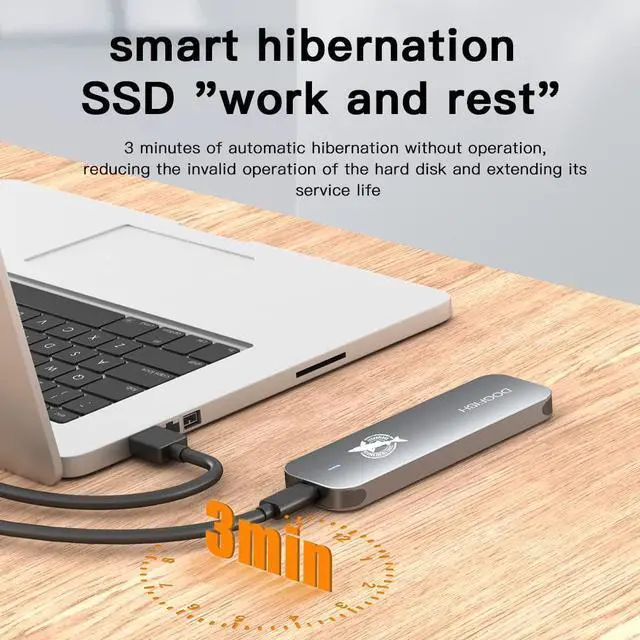 Alt view image 3 of 5 - Dogfish Portable External SSD 256GB Ngff 2242/2260/2280 Grey Metal USB 3.1 Type-C Ultra-Light Mini Breathable Portable Solid State Drive for Mac/Windows/Android/Linuxup to 6Gbps with LED Indicator