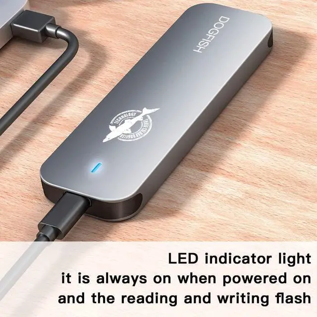 Alt view image 5 of 5 - Dogfish Portable External SSD 256GB Ngff 2242/2260/2280 Grey Metal USB 3.1 Type-C Ultra-Light Mini Breathable Portable Solid State Drive for Mac/Windows/Android/Linuxup to 6Gbps with LED Indicator