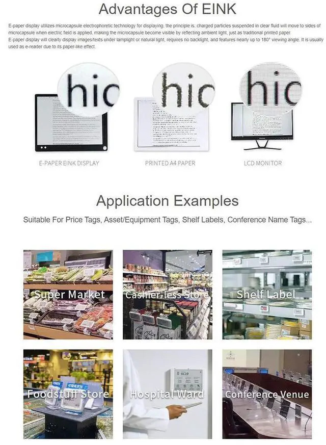 Alt view image 4 of 5 - Waveshare 3.7inch E-Paper E-Ink Raw Display Compatible with Raspberry Pi 4B/3B+/3B/2B/B+/A+/Zero/Zero W/WH/Zero 2W Series Boards 480×280 Pixels 4 Grey Scales Supports Partial Refresh