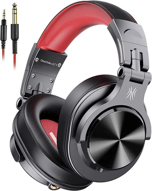 Main image of OneOdio A71 Hi-Res Studio Recording Headphones - Wired Over Ear Headphones with SharePort, Monitoring Mixing Foldable Headset with Stereo Sound, 3.5/6.35MM Jack for PC Computer DJ Guitar-Red