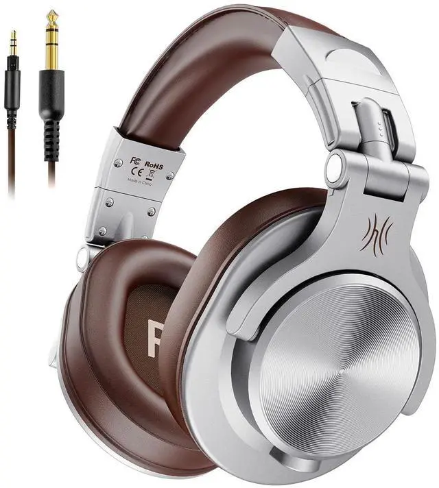 Main image of OneOdio A71 Hi-Res Studio Recording Headphones - Wired Over Ear Headphones with SharePort, Monitoring Mixing Foldable Headset with Stereo Sound, 3.5/6.35MM Jack for PC Computer DJ Guitar-Silver