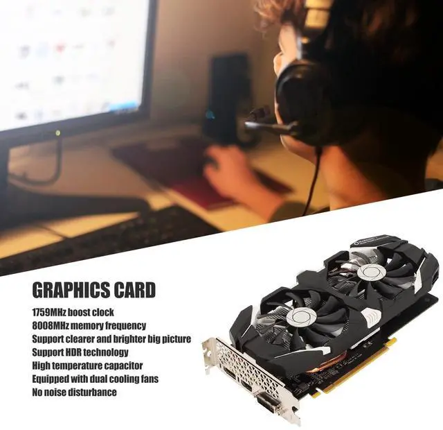Alt view image 3 of 5 - Zopsc GTX 1060 GDDR5 Dual Fan Desktop Graphics Card - 4K HDR, 8008MHz for GTX 1060 6GB, 5GB, 3GB