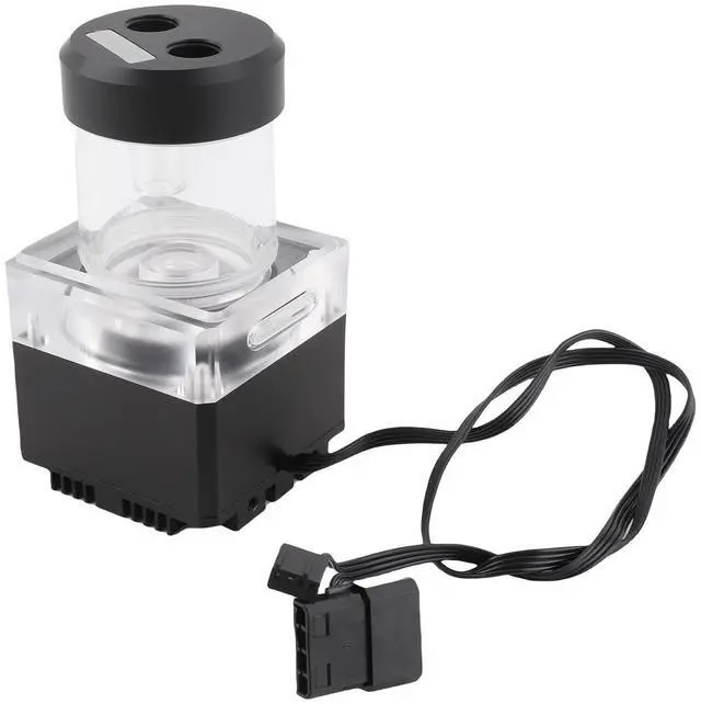 Alt view image 3 of 4 - Pump/Reservoir Combo,800L/H PC Water Cooling Integrated Mute,G 1/4" Thread Port PC CPU Water Cooling System Heat Exchanger Tool(12cm-Black)