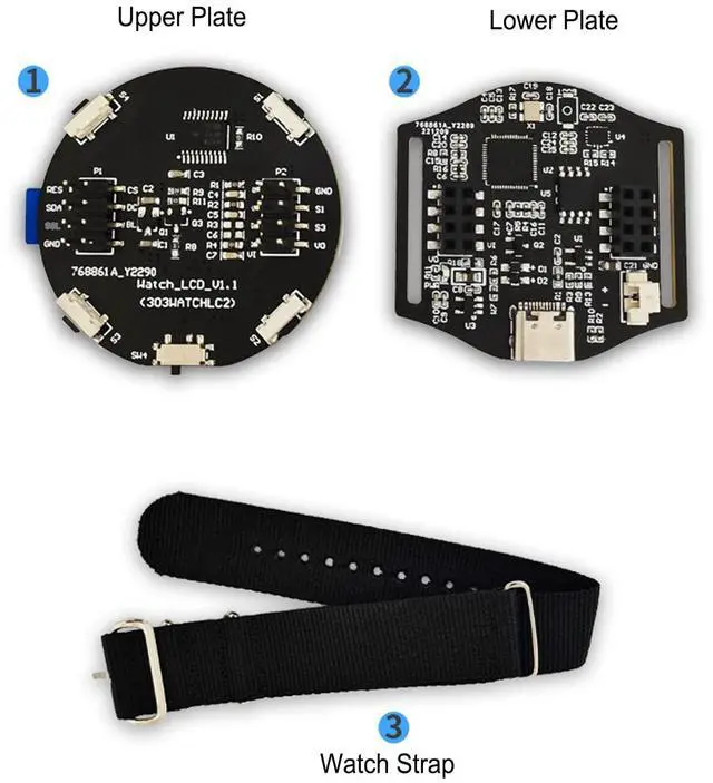 Alt view image 3 of 5 - TFT Watch Programmable Development Module 1.28in TFT Display 264KB Wearable DIY Watch Development Board Smartwatch Development Board for RP2040 Microcontroller
