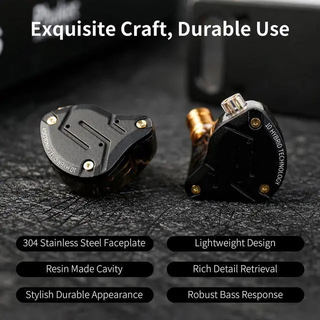 Alt view image 4 of 5 - KZ ZS10 Pro in Ear Monitor, IEM Earbuds Headphone, Gaming Earbuds with 4BA and 1DD Drivers, KZ HiFi IEM Earphone Upgraded ZS10 with Detachable 0.75mm 2 Pin 6N OFC Cable (Black No Mic)