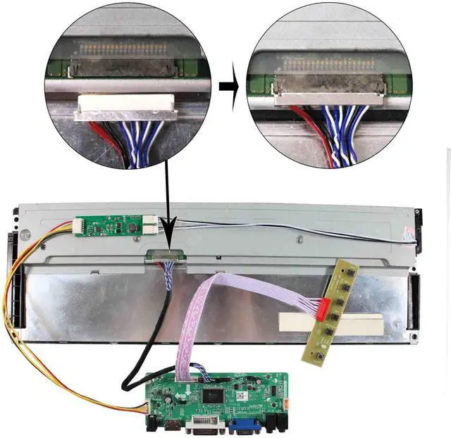 Alt view image 4 of 5 - VSDISPLAY DVI VGA Audio LCD Controller Board Work for 14.9inch 1280x390 LTA149B780F 30 PIN LVDS Interface 2CCFL Backlight LCD Screen