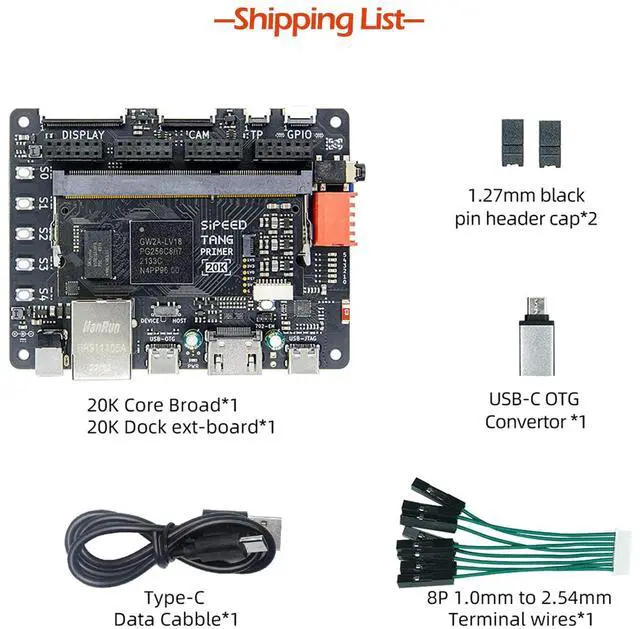 Alt view image 2 of 5 - Sipeed Tang Primer 20K Gowin GW2A FPGA GoAI Development Board Kit Minimum System with DSP LvDs Interface and BSRAM Resources onboard 1GB DDR3 and PMIC Running RISC-V Code