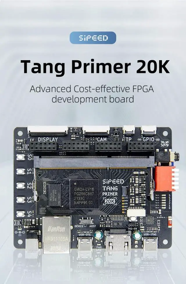 Alt view image 4 of 5 - Sipeed Tang Primer 20K Gowin GW2A FPGA GoAI Development Board Kit Minimum System with DSP LvDs Interface and BSRAM Resources onboard 1GB DDR3 and PMIC Running RISC-V Code