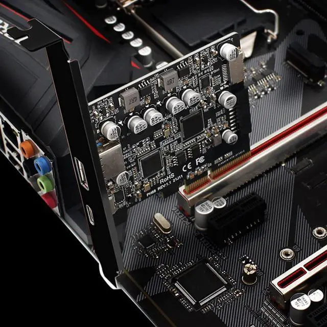 Alt view image 2 of 5 - PCIe Type C Card, PCIe3.0 to USB 3.2 Gen 2 Card with 10 Gbps Bandwidth USB Ports, PCI Express (PCIe) Expansion Card USB Card for Desktop PC