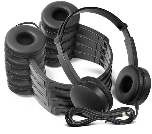Main image of Kaysent School Headphones for Classroom Students - (KHPC-12B) 12 Packs Black Color Kids' Headphones for School, Library, Computers, Children and Adult(No Microphone)