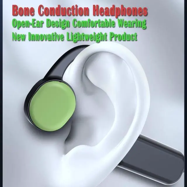 Alt view image 3 of 5 - IHAO Swimming Headphones True Bone Conduction Open Ear Headset MP3 Player Built-in 16G Memory IP68 Underwater Waterproof Stereo Bluetooth Earphone for Driving Bicycling Running Skiing-Green