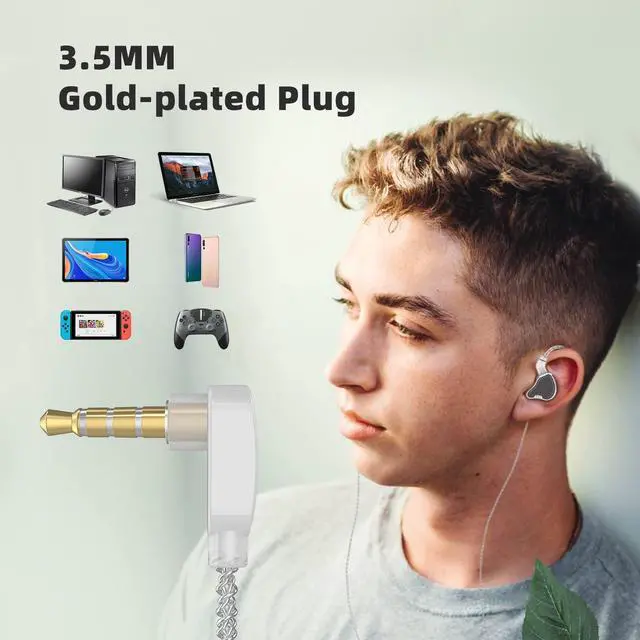 Alt view image 5 of 5 - H HIFIHEAR KBEAR KB2208 1DD+2BA in Ear Monitor Headphone,Noise Isolating Earbuds HiFi Wired Earphone with 4 Core OFC Silver-Plated Cable for Musician Audiophile (Silver, with Mic)