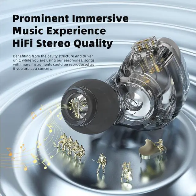 Alt view image 4 of 5 - H HIFIHEAR KBEAR KB2208 1DD+2BA in Ear Monitor Headphone,Noise Isolating Earbuds HiFi Wired Earphone with 4 Core OFC Silver-Plated Cable for Musician Audiophile (Silver, with Mic)