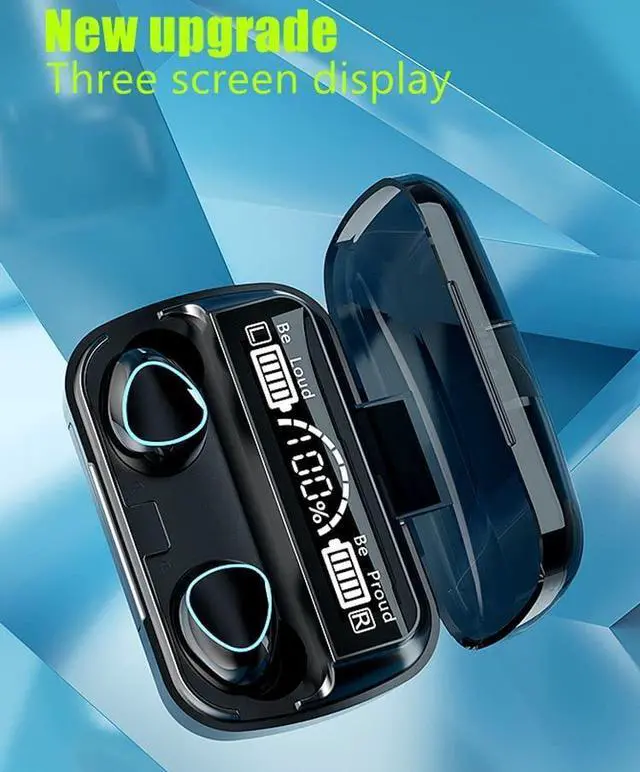 Alt view image 3 of 5 - Wireless in-Ear Headphone Earphone Sports Waterproof Touch Headset LED Display Bass Earbuds (Black)
