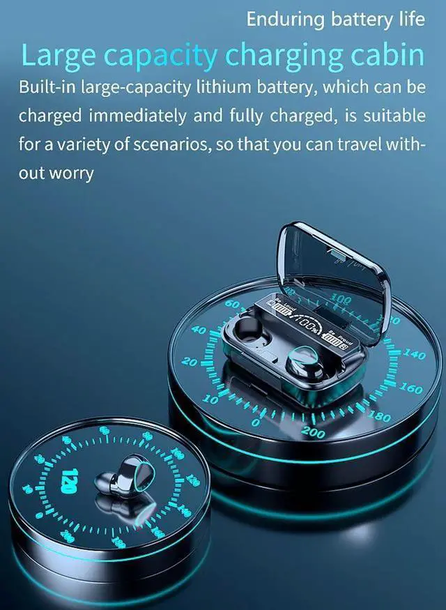 Alt view image 4 of 5 - Wireless in-Ear Headphone Earphone Sports Waterproof Touch Headset LED Display Bass Earbuds (Black)