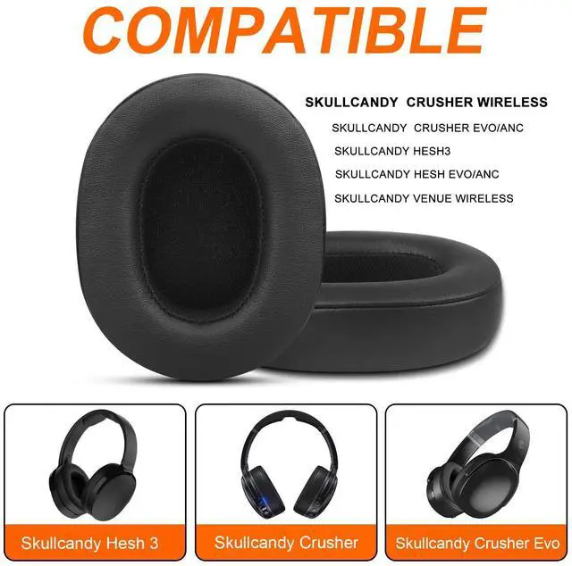 Alt view image 3 of 5 - Gvoears Replacement Ear Pads Cushions for Skullcandy Crusher Wireless, Crusher ANC/EVO, Hesh ANC/EVO, Hesh 3 Wireless, Walnut Wood Headphone Holder for Desk, Dual Headphones Stand with Great Stablity