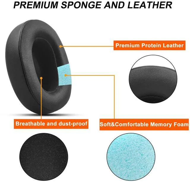 Alt view image 4 of 5 - Gvoears Replacement Ear Pads Cushions for Skullcandy Crusher Wireless, Crusher ANC/EVO, Hesh ANC/EVO, Hesh 3 Wireless, Walnut Wood Headphone Holder for Desk, Dual Headphones Stand with Great Stablity