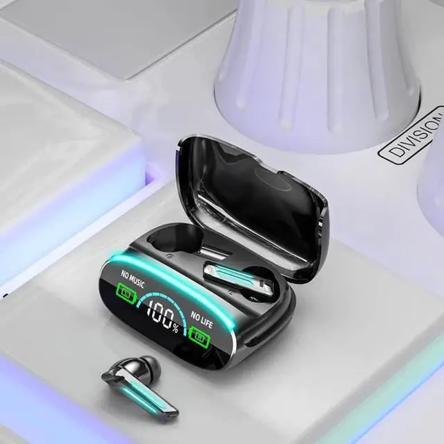 Alt view image 2 of 5 - 88Hrs Wireless Earbuds with Charging Case, IPX7 Waterproof, Mic, Powerbank, Black LED for iOS/Android, Gaming, Laptop, Sport